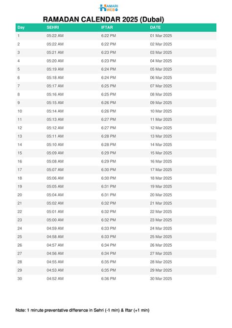 Ramadan Calendar 2026 Dubai - Ramadan Timetable 2026 Dubai Sehri ...