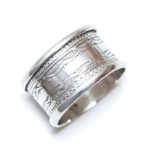 Bijoux Ethniques Touareg Bague En Argent Massif Anneau Alliance De