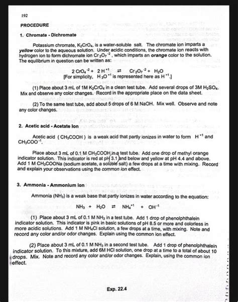 Solved Equilibrium And Lechatelieris Principle Chm 1045l