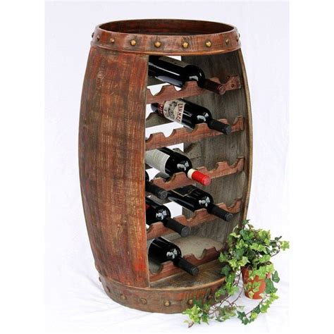 Scaffale Vini Botte Vino 0370 R Botte In Legno H 81cm Supporto Bottiglie Marrone Bar Vino Bar