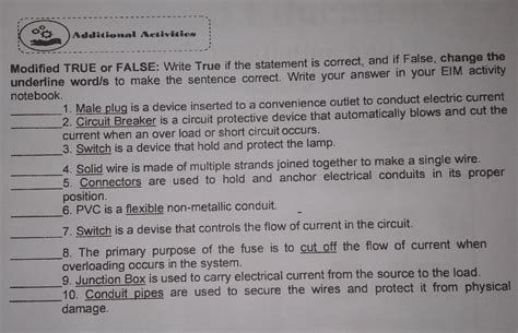 Modified True Or False Write True If The Statement Is Correct And If