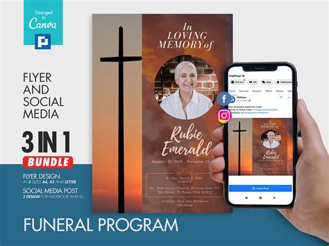 Memorial And Funeral Program Flyer And Social Media Combo Promotional