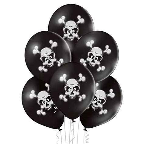 12 Inch Skull And Crossbones Balloon 6 Pcs For Decoration And Helium