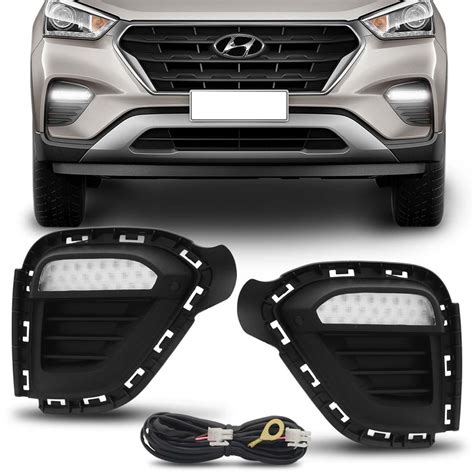 Par Farol Milha Hyundai Creta 2018 2019 DRL Luz Condução Diurna 26 LEDs