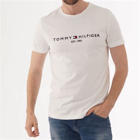 Tommy Hilfiger Logo T Shirt Snow White Mw Mw