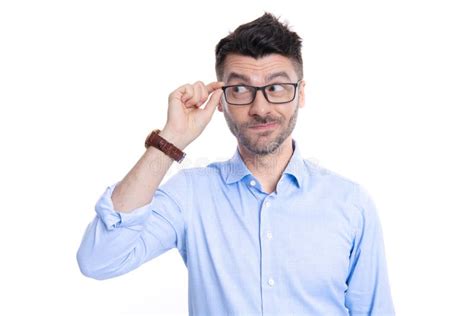 Confused Man Eyewear Wear Glasses Photo Of Confused Man In Eyewear Stock Image Image Of Look