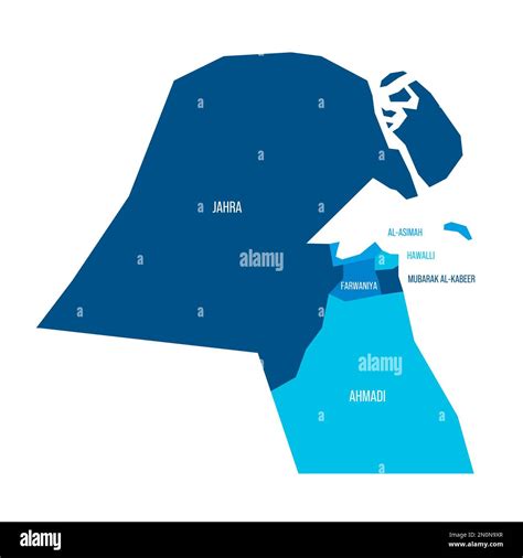 Kuwait Political Map Of Administrative Divisions Governorates Flat