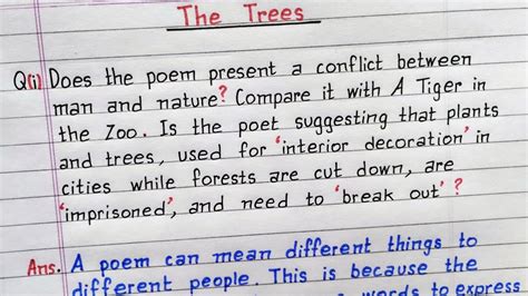 Does The Poem Present A Conflict Between Man And Nature The Trees Class 10 English Poem