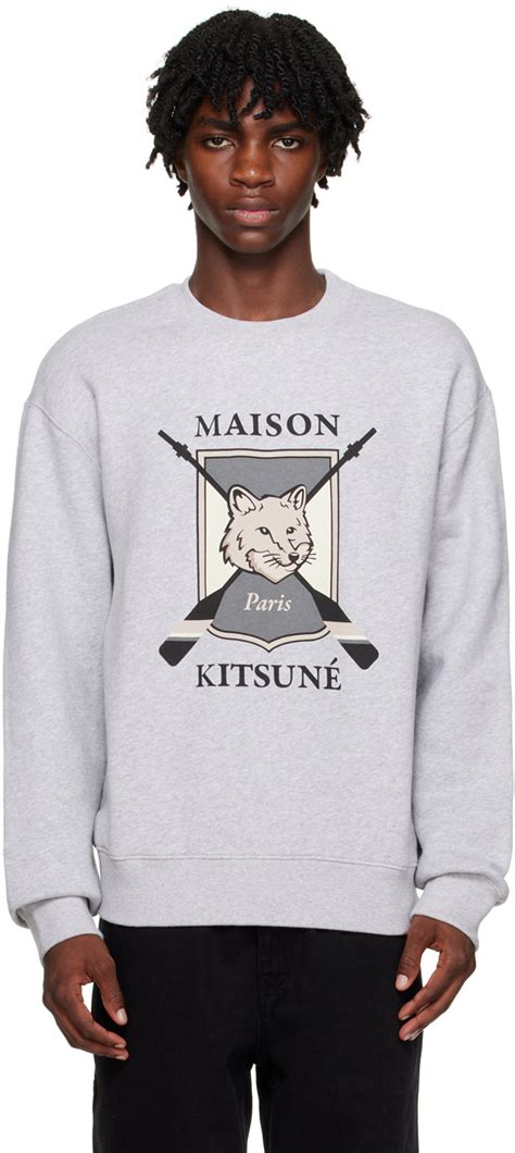 Gray College Fox Sweatshirt by Maison Kitsuné on Sale