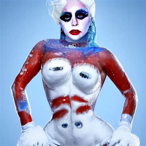 Lady Gaga Dressed As A Snowman Body Paint High Stable Diffusion