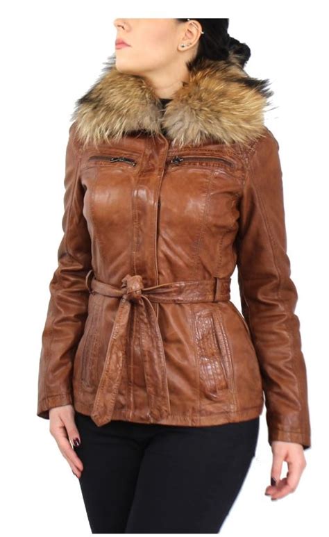 Damen Ledermantel Ricano Dalia Lammnappaleder Cognac