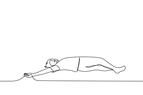 Man Lying On The Floor One Line Drawing Vector Concept Fatigue