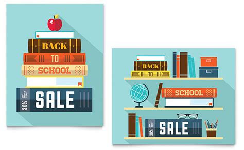 Back to School Books Sale Poster Template Design