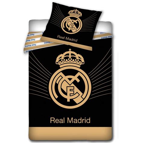 Real Madrid Cf Black Gold Duvet Cover Pillowcase New Official