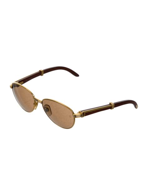 Cartier Gold Tone Wood Sunglasses Accessories Crt28924 The Realreal