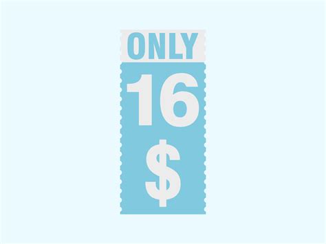 16 Dollar Only Coupon Sign Or Label Or Discount Voucher Money Saving