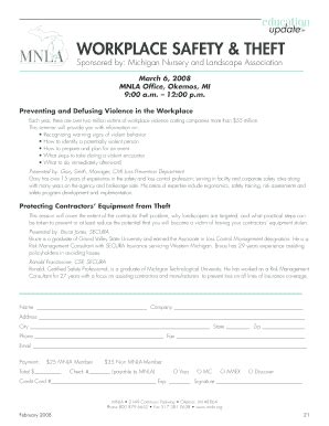 Fillable Online Mnla Workplace Safety Theft Mnla Mnla Fax Email