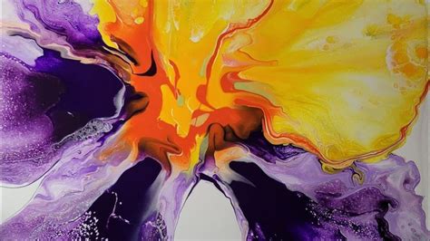 Acrylic Pouring Iris Flower Series Dutch Pour Variation