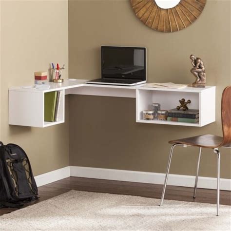 Sei Furniture Fynn Wall Mount Corner Floating Desk In White Kroger