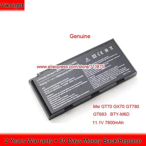 Original V Mah Bty M D Laptop Battery For Msi Gt Gx Gt