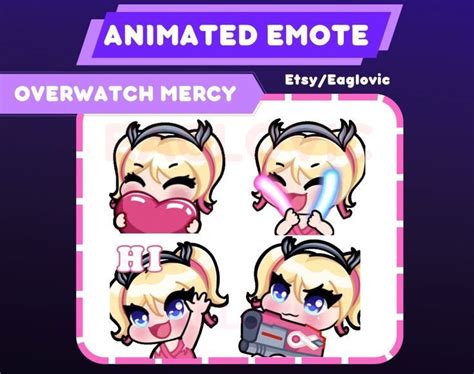 Animated Emote Overwatch Mercy Pink Skin Twitch Discord Gun Emote Hi