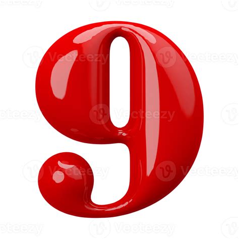 Red 3d Number 9 46646713 Png