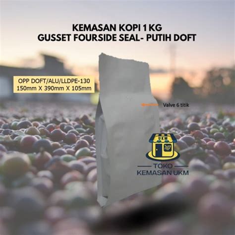 Jual Kemasan Kopi Kg Gusset Fourside Seal Putih Doft Kota Tangerang