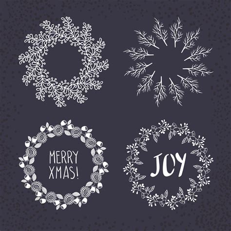 Christmas Wreath Drawn Set 344499 Vector Art At Vecteezy