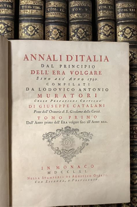 ANNALI DITALIA LODOVICO ANTONIO MURATORI 12 VOL OLZATI MONACO 1761