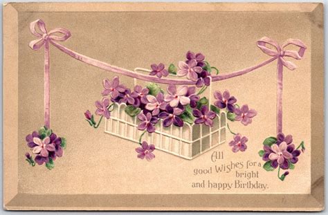 1911 All Good Wishes For Bright Happy Birthday Greetings Card Posted