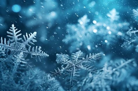 Fondo De Navidad Azul Con Copos De Nieve Ai Foto Premium