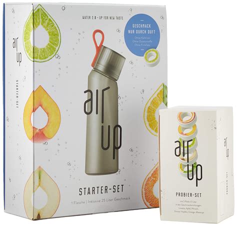 AIR UP Starter Set Trinkflasche BPA frei 650ml Duft Pods für 25 Liter