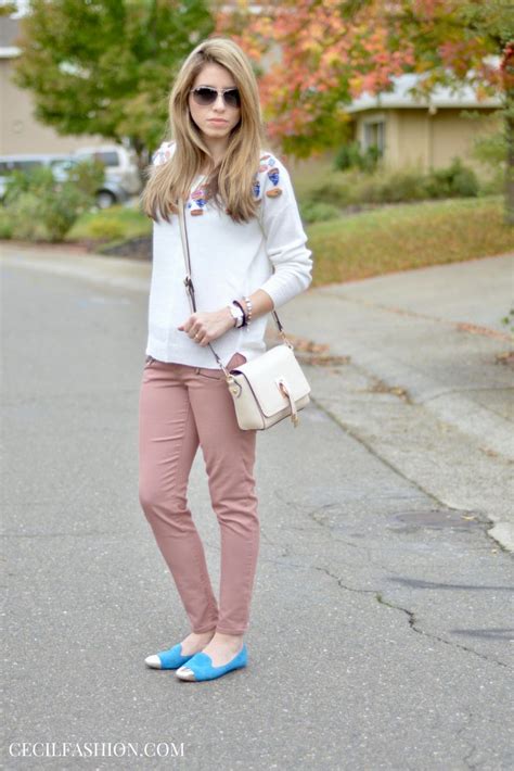 White Sweater and Blue Flats | Blue shoes outfit, White sweater outfit ...