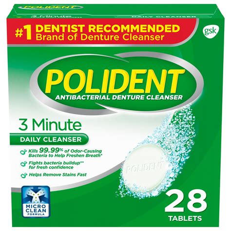 Polident 3 Minute Antibacterial Denture Cleanser Effervescent Tablets