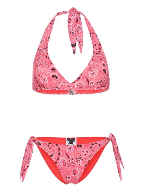 Etro Paisley Print Bikini Set Pink Farfetch