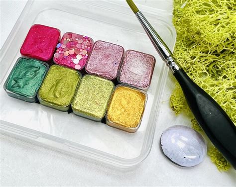 Whimsy Mica Watercolor Paint Set Handmade Mica Half Pans With A Cute