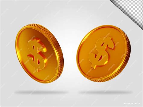 Premium Psd Golden Dollar Coin 3d Render Illustration Isolated