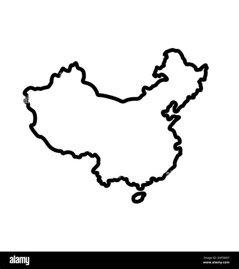 simplified map shape of PRC peoples republic of China outline ...