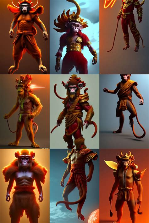 Monkey King Full Body Sci Fi Concept Art Trend Stable Diffusion