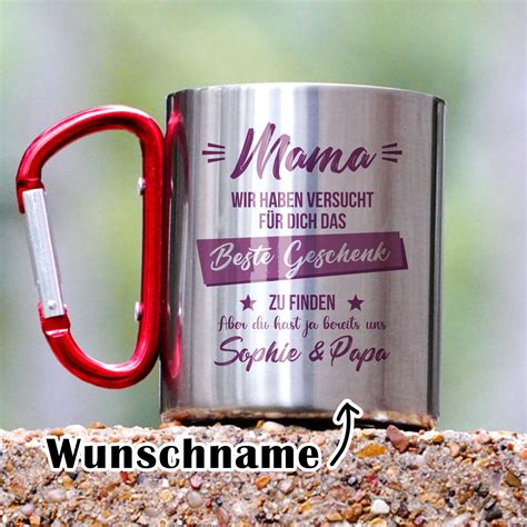 Edelstahltasse Mit Karabiner Mama Tasse Personalisiert Mit Namen