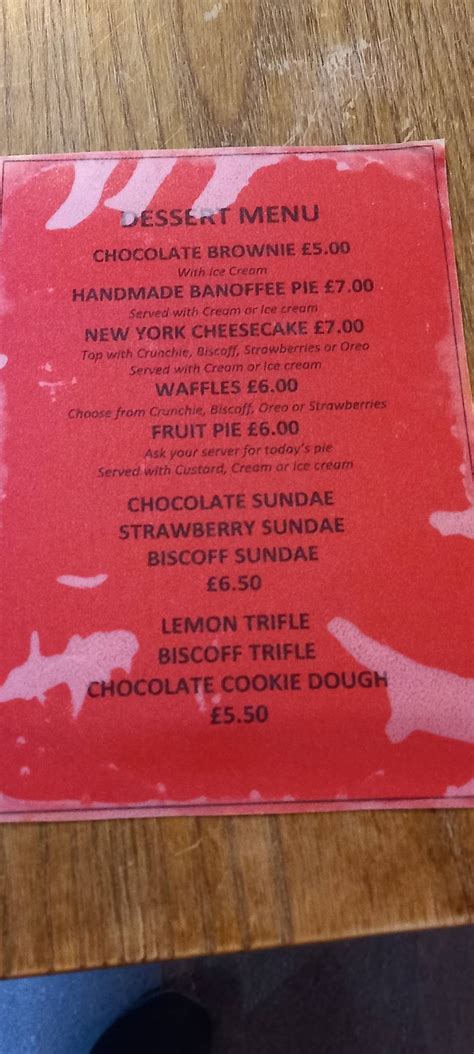 Menu At The Flying Dutchman Pub Bar Queenborough