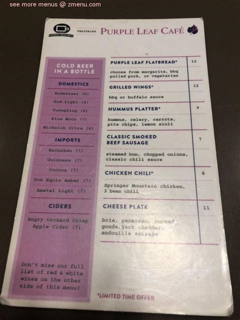 Online Menu of Purple Leaf Cafe Restaurant, Atlanta, Georgia, 30337 - Zmenu