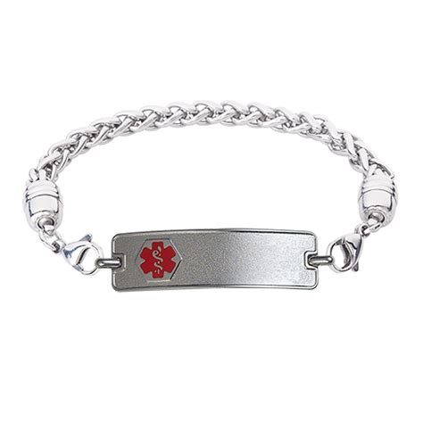 Custom Engraved Classic Medical Alert Bracelet Wheat Stainless Red Cg182anmk2u Medic Alert