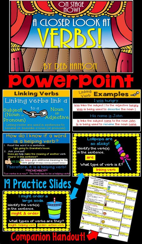 Slide Powerpoint Focusing On Action Verbs Linking Verbs And