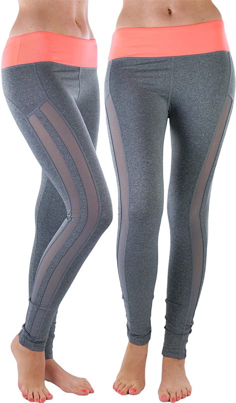 Tobeinstyle Womens Two Tone Mesh Panel Active Leggings