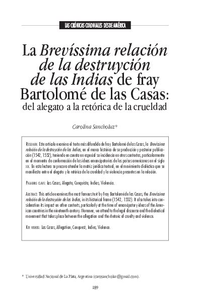 Pdf La Brevísima Relación De La Destrucción De Las Indias De Fray