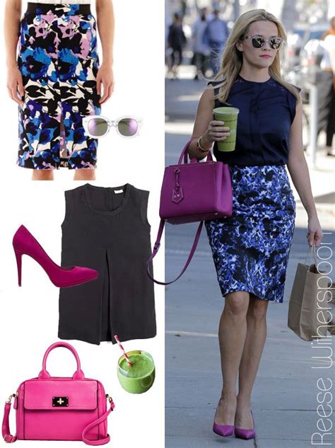 Matchy Matchy Reese Witherspoons Printed Pencil Skirt And Fuchsia