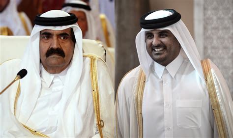 أمير قطر حمد بن خليفة آل ثاني وابنه، ولي العهد القطري الشيخ تميم بن حمد