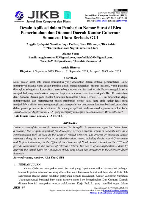 Pdf Desain Aplikasi Dalam Pemberian Nomor Surat Di Biro Pemerintahan