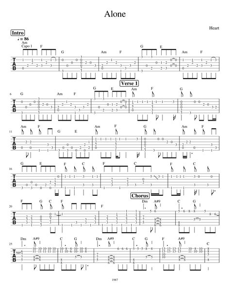 Heart Alone Guitar Fingerstyle Arrangement Sheet Music For Guitar